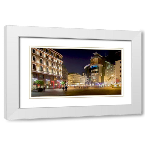 Stephansplatz Vienna White Modern Wood Framed Art Print with Double Matting by Bolokofsky, Ronald