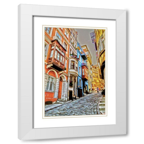 Stone Street White Modern Wood Framed Art Print with Double Matting by Bolokofsky, Ronald