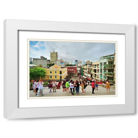 Streets of Macau White Modern Wood Framed Art Print with Double Matting by Bolokofsky, Ronald