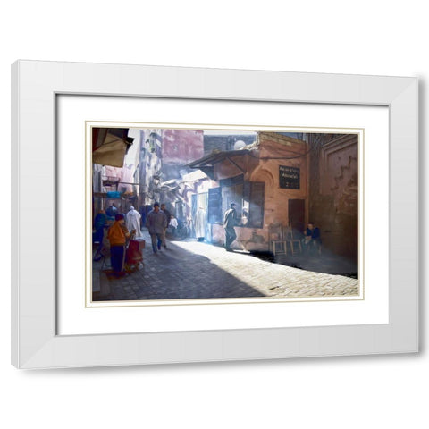 Streets of Marrakech White Modern Wood Framed Art Print with Double Matting by Bolokofsky, Ronald