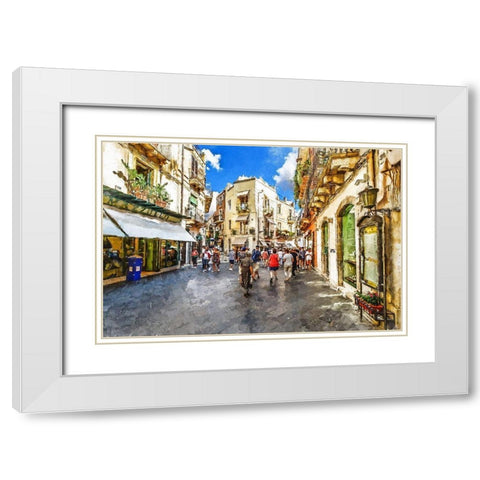 Taormina Sicily White Modern Wood Framed Art Print with Double Matting by Bolokofsky, Ronald