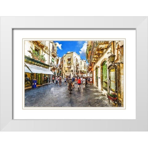 Taormina Sicily White Modern Wood Framed Art Print with Double Matting by Bolokofsky, Ronald