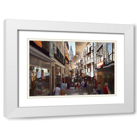 Toledo Street Shops White Modern Wood Framed Art Print with Double Matting by Bolokofsky, Ronald