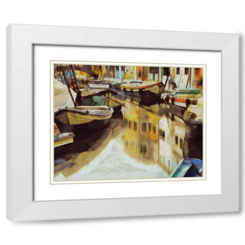 Canal Reflections I White Modern Wood Framed Art Print with Double Matting by Bolokofsky, Ronald