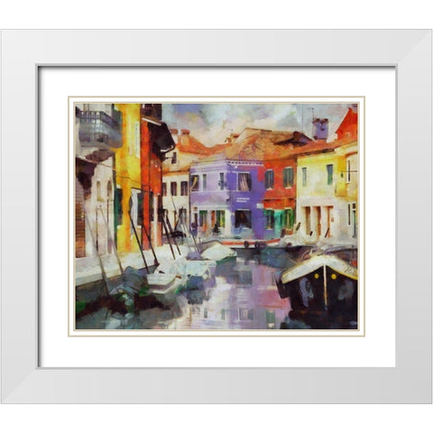 Canal Reflections II White Modern Wood Framed Art Print with Double Matting by Bolokofsky, Ronald