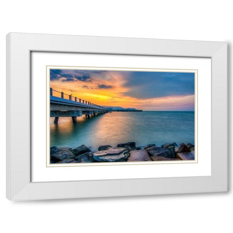 Pier 9 White Modern Wood Framed Art Print with Double Matting by Bolokofsky, Ronald