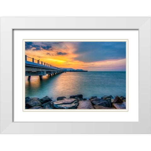 Pier 9 White Modern Wood Framed Art Print with Double Matting by Bolokofsky, Ronald