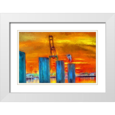 Harbor Sunset White Modern Wood Framed Art Print with Double Matting by Bolokofsky, Ronald