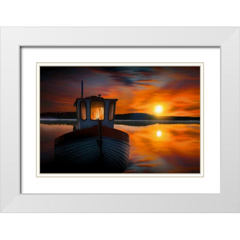 Fishermans Sunset White Modern Wood Framed Art Print with Double Matting by Bolokofsky, Ronald