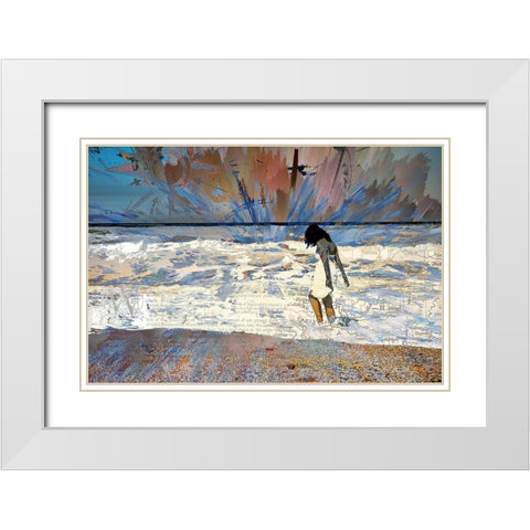 A Walk Along the Surf White Modern Wood Framed Art Print with Double Matting by Bolokofsky, Ronald