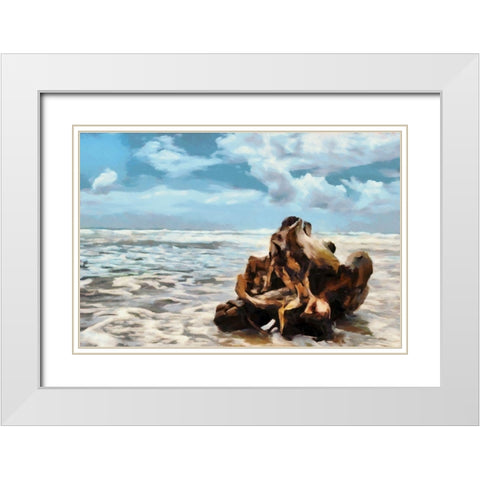 Along the Shore White Modern Wood Framed Art Print with Double Matting by Bolokofsky, Ronald