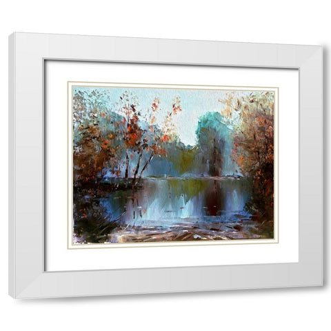 Autumn Pond I White Modern Wood Framed Art Print with Double Matting by Bolokofsky, Ronald