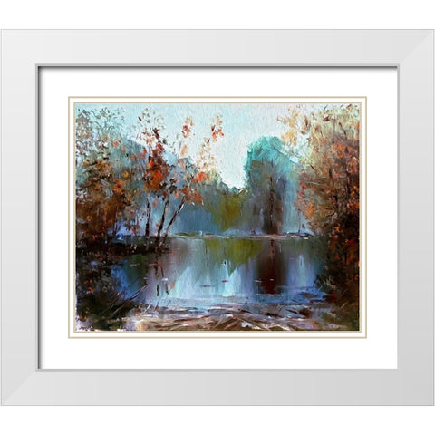 Autumn Pond I White Modern Wood Framed Art Print with Double Matting by Bolokofsky, Ronald