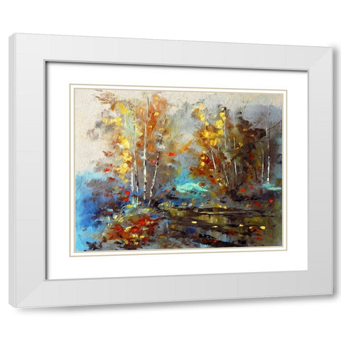 Autumn Pond II White Modern Wood Framed Art Print with Double Matting by Bolokofsky, Ronald