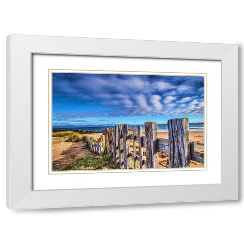 Beach Barrier White Modern Wood Framed Art Print with Double Matting by Bolokofsky, Ronald