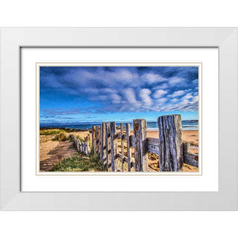 Beach Barrier White Modern Wood Framed Art Print with Double Matting by Bolokofsky, Ronald
