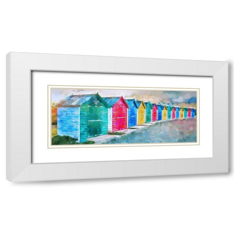 Beach Huts White Modern Wood Framed Art Print with Double Matting by Bolokofsky, Ronald