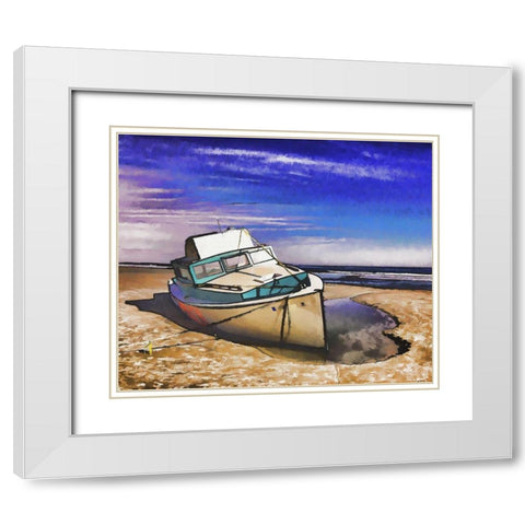 Beached Boat White Modern Wood Framed Art Print with Double Matting by Bolokofsky, Ronald