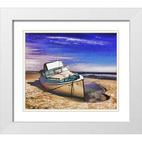 Beached Boat White Modern Wood Framed Art Print with Double Matting by Bolokofsky, Ronald