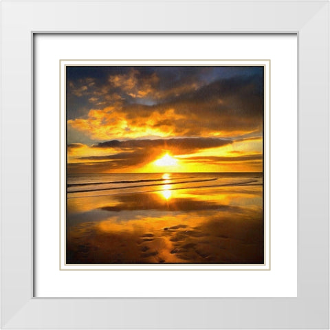 Footsteps  Beneath the Sunset I  White Modern Wood Framed Art Print with Double Matting by Bolokofsky, Ronald