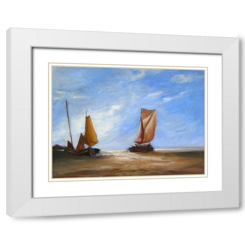 Full Blown Sails White Modern Wood Framed Art Print with Double Matting by Bolokofsky, Ronald