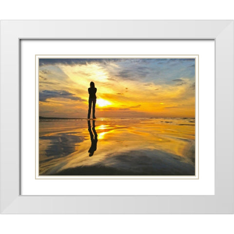 Golden Sunset II White Modern Wood Framed Art Print with Double Matting by Bolokofsky, Ronald