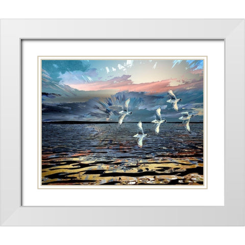 Gulls White Modern Wood Framed Art Print with Double Matting by Bolokofsky, Ronald