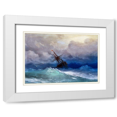 Rough Waters White Modern Wood Framed Art Print with Double Matting by Bolokofsky, Ronald