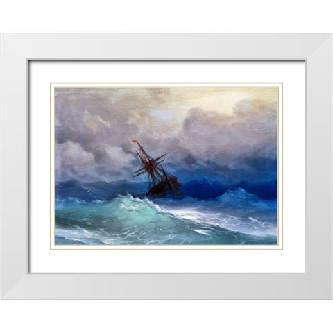 Rough Waters White Modern Wood Framed Art Print with Double Matting by Bolokofsky, Ronald