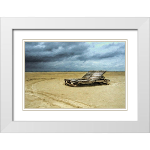 Beach Cots White Modern Wood Framed Art Print with Double Matting by Bolokofsky, Ronald