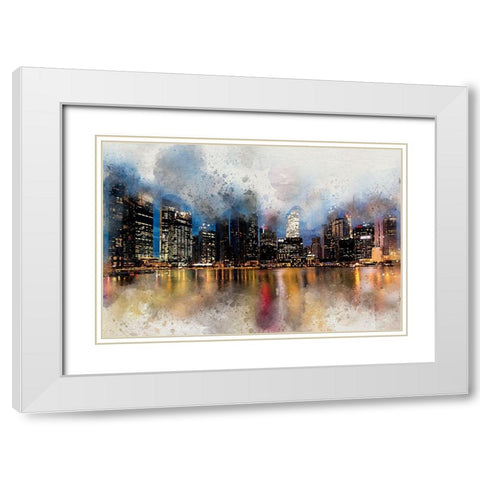 Marina Bay II White Modern Wood Framed Art Print with Double Matting by Bolokofsky, Ronald