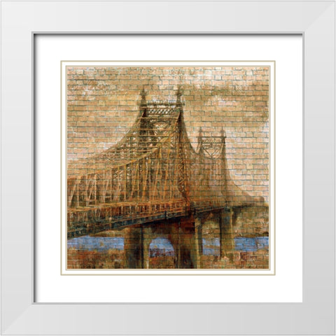 NY Bridge II White Modern Wood Framed Art Print with Double Matting by Bolokofsky, Ronald