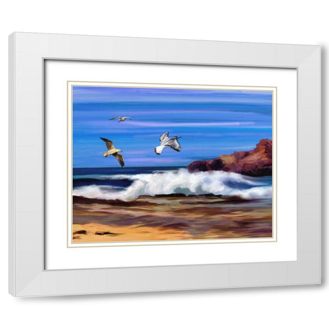 Ocean Flight White Modern Wood Framed Art Print with Double Matting by Bolokofsky, Ronald