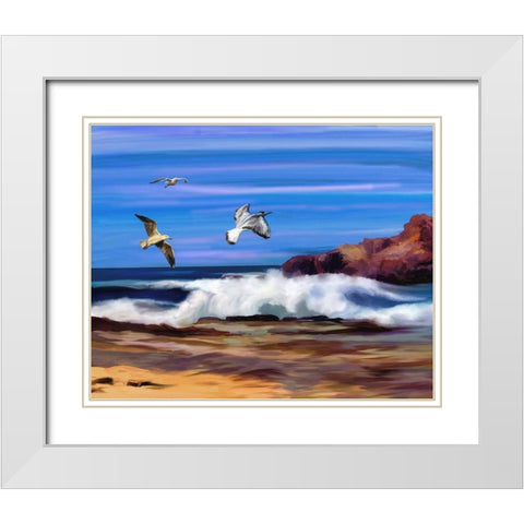 Ocean Flight White Modern Wood Framed Art Print with Double Matting by Bolokofsky, Ronald
