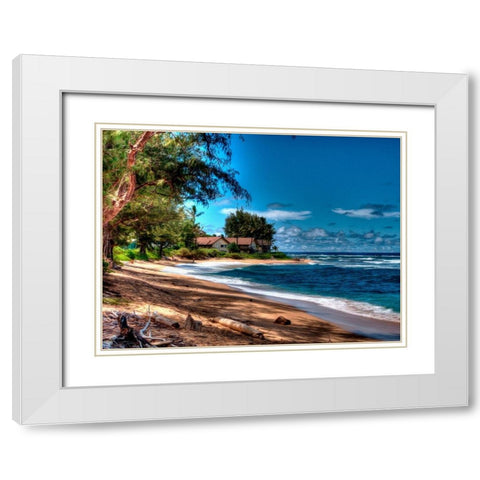 On the Beach in Kauai White Modern Wood Framed Art Print with Double Matting by Bolokofsky, Ronald
