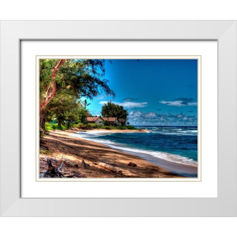 On the Beach in Kauai White Modern Wood Framed Art Print with Double Matting by Bolokofsky, Ronald