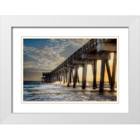 Florida Beach Pier White Modern Wood Framed Art Print with Double Matting by Bolokofsky, Ronald