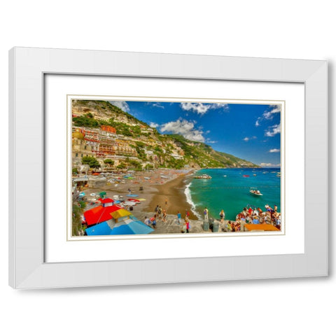Positano Beach I White Modern Wood Framed Art Print with Double Matting by Bolokofsky, Ronald