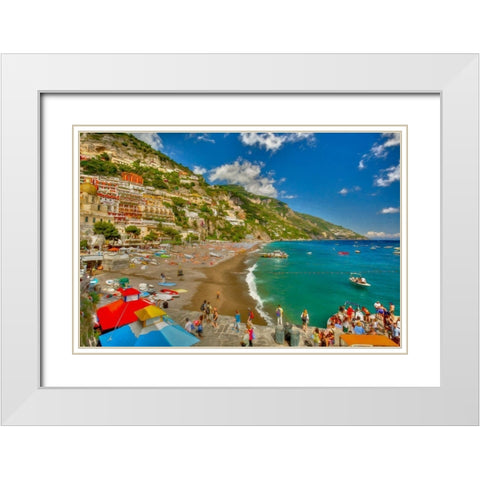 Positano Beach I White Modern Wood Framed Art Print with Double Matting by Bolokofsky, Ronald