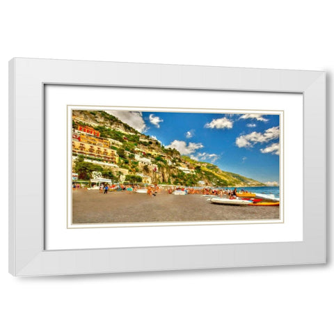 Positano Beach II White Modern Wood Framed Art Print with Double Matting by Bolokofsky, Ronald