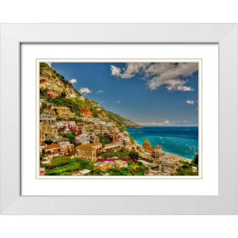 Positano View White Modern Wood Framed Art Print with Double Matting by Bolokofsky, Ronald