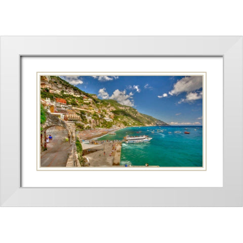 Positano Walk White Modern Wood Framed Art Print with Double Matting by Bolokofsky, Ronald