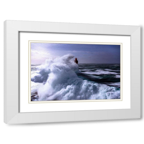 Powerful Waves White Modern Wood Framed Art Print with Double Matting by Bolokofsky, Ronald