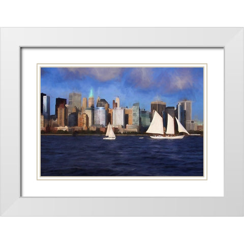 Sailboats White Modern Wood Framed Art Print with Double Matting by Bolokofsky, Ronald