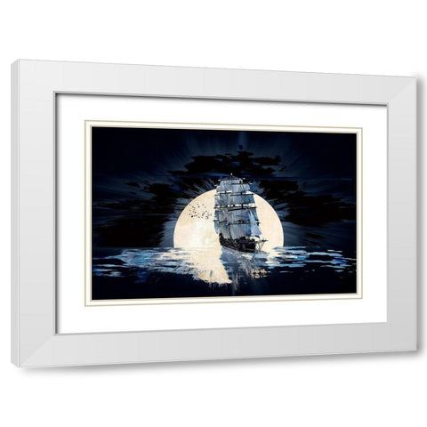 Sailing Into the Night White Modern Wood Framed Art Print with Double Matting by Bolokofsky, Ronald