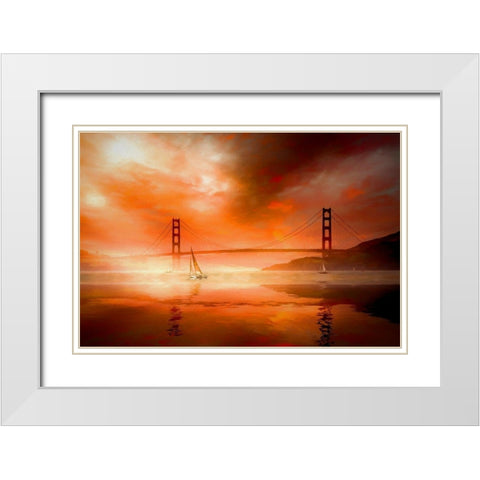 San Francisco Sunset White Modern Wood Framed Art Print with Double Matting by Bolokofsky, Ronald