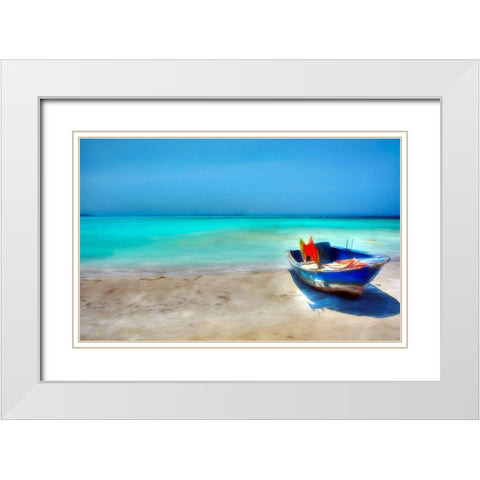 Shadow On the Sand White Modern Wood Framed Art Print with Double Matting by Bolokofsky, Ronald