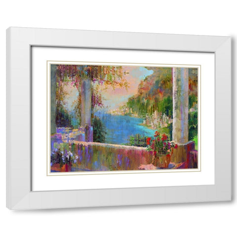 Mediterranean View White Modern Wood Framed Art Print with Double Matting by Bolokofsky, Ronald