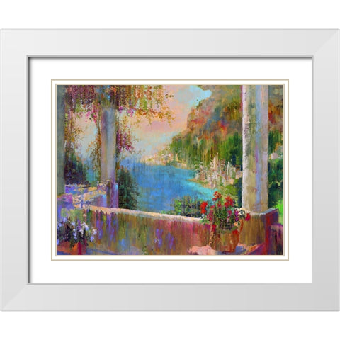 Mediterranean View White Modern Wood Framed Art Print with Double Matting by Bolokofsky, Ronald