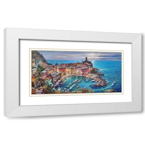 Vernazza View White Modern Wood Framed Art Print with Double Matting by Bolokofsky, Ronald
